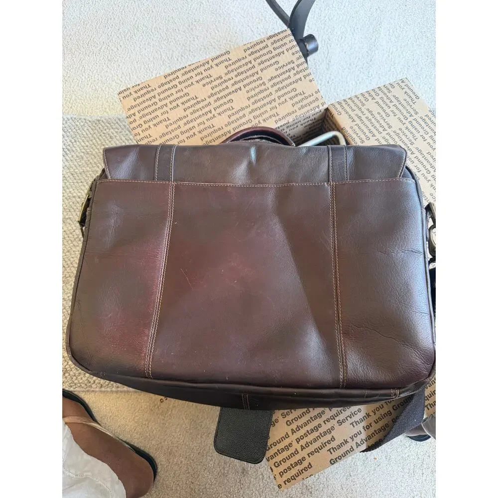 Samsonite Colombian Leather Messenger Laptop Bag Brown Briefcase Shoulder Bag